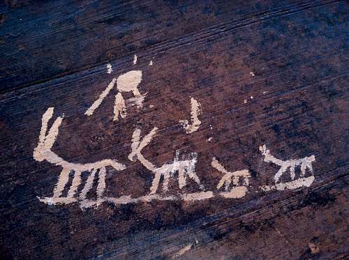 Fake Petroglyphs near Blue Gramma cliff, Indian Creek, Utah