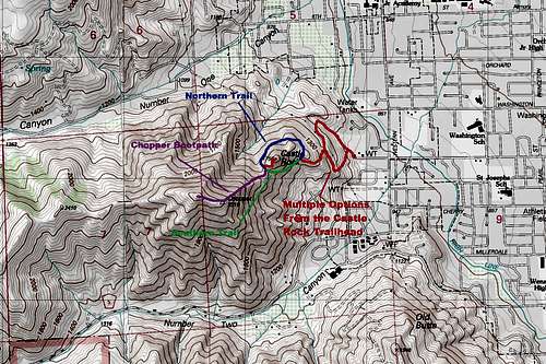 Map of the Route up Chopper Peak