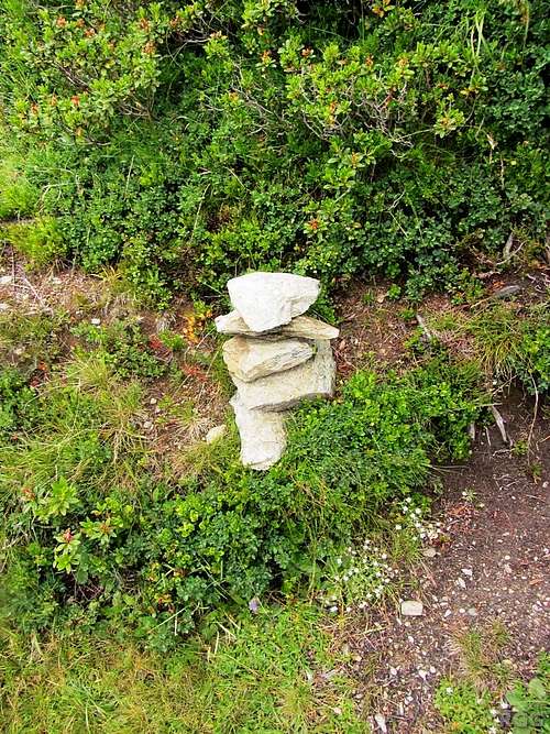 A new but otherwise fairly unremarkable cairn marks the turnoff to Großer Moosstock