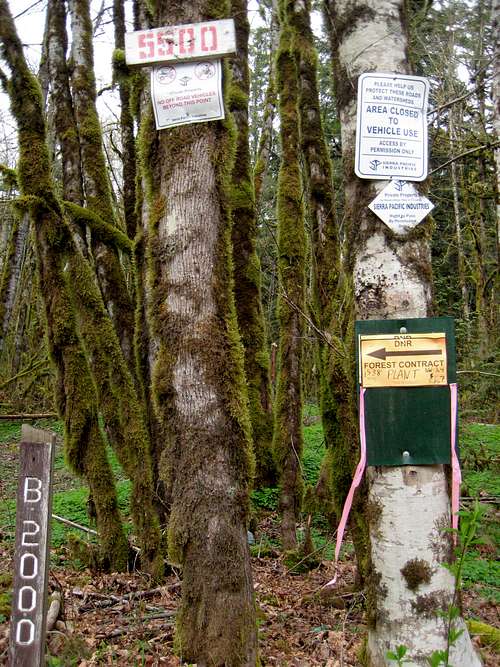 Sign on optional Bald Mountain approach road