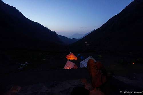 Lights in the Darkness. Evening at the Toubkal Refuges
