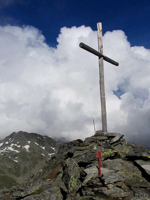A simple wooden cross marks the summit of Stutennock