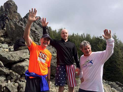 2015 Si of Relief Climb for Time top finishers (left to right): Mike McQuaid (3rd overall), Peter Erickson (1st overall), Jim Sheehan (2nd overall).