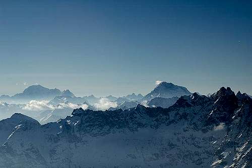 Mont Blanc (left) and Grand...
