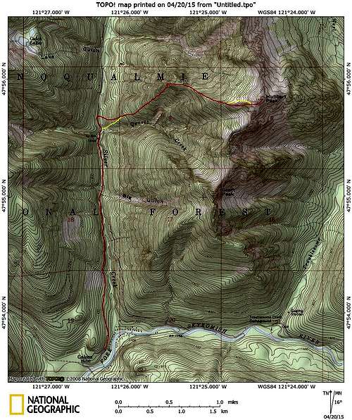 Hubbart Peak route map
