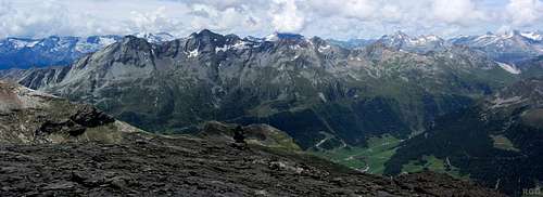 Durreck Group panorama, from the Schneebiger Nock North ridge
