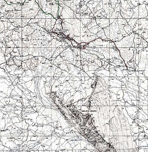 Map - Routes (1:25.000 IGMI) - Timpa della Falconara