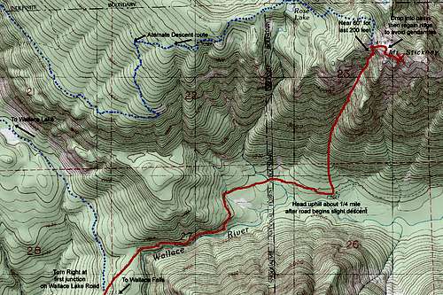 Stickney couloir route map