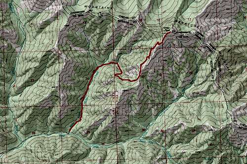 Map of the Route up Miller Peak
