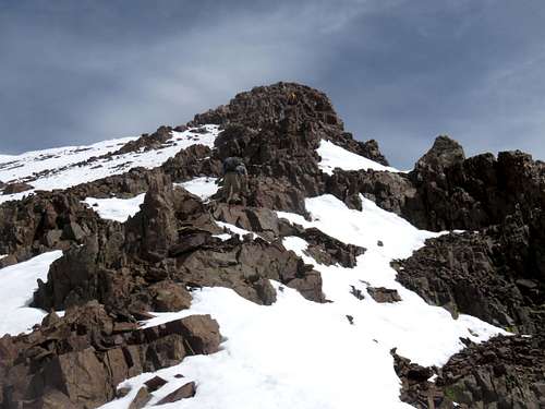 Climbing the southwest slopes of Dunderberg Peak