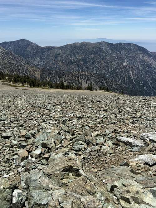 Scree down Mt. Harwood, with Ontario and Cucamonga in the Background
