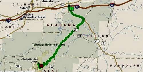 A map from I-20 Exit 191 to...