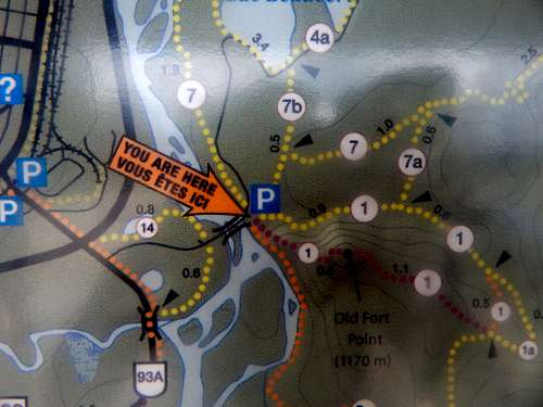 A portion of the Old Fort Point trailhead map