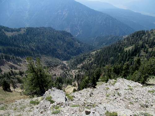 looking down Baldy south drainage
