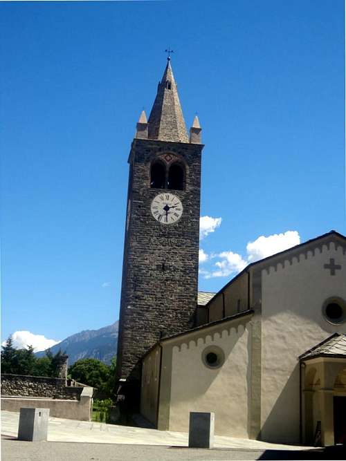 Aosta Town / B-bis Etollin Church with Bell Tower 2015