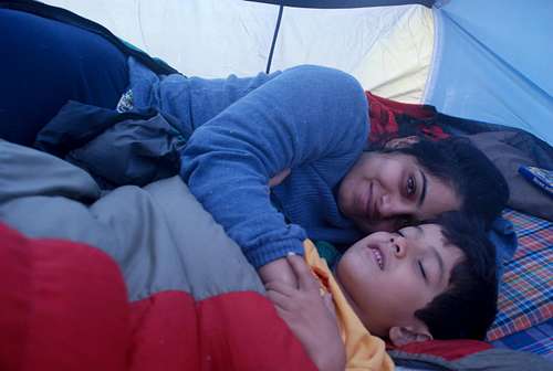 Inside the tent at Bakhim