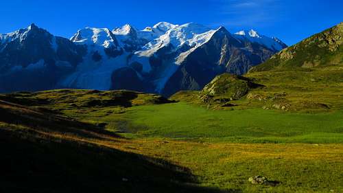 Mont Blanc from the plains de Lapaz