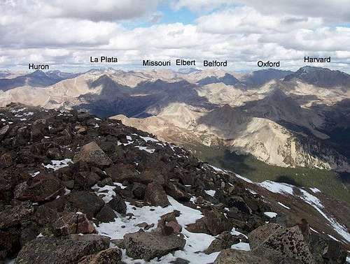 Seven fourteeners are visible...