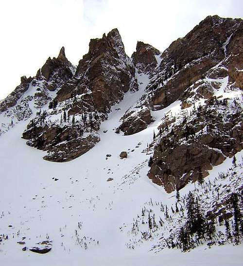 Dragon's Tail Couloir (R) and...