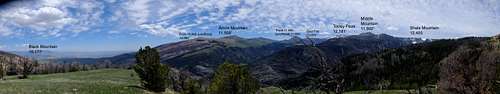 Annotated Panorama from the shoulder of Whiskey Mtn; approx. 10,000'
