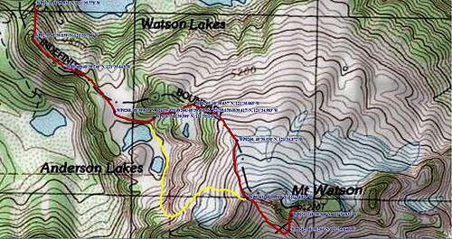 Mount Watson South Gully route map