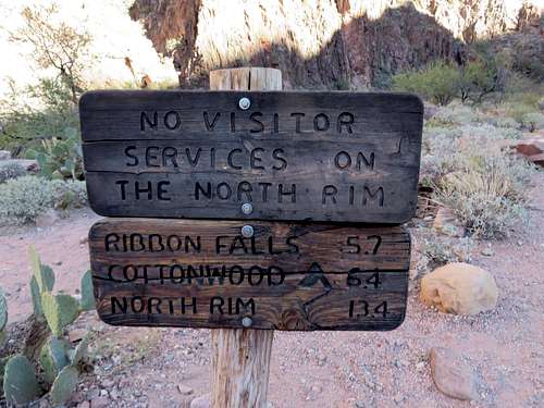 Sign on North Kaibab trail