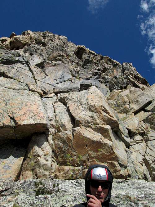 Looking up the ridge from the top of pitch 2 on the Southwest Ridge(YDS 5.7) of Symmetry Spire, Teton Range, WY