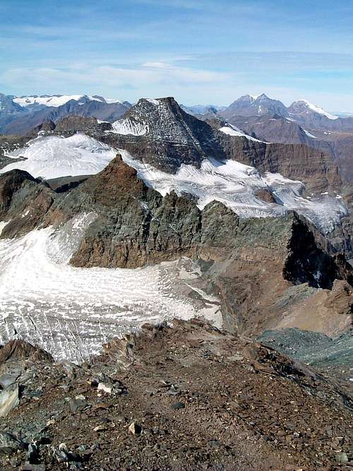 Ciamarella Glacier and surrounding seen from Uja di Ciamarella
