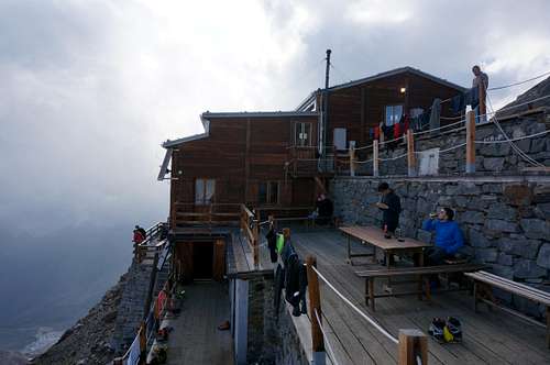 Gnifetti Hut (11965 ft / 3647 m) in the afternoon