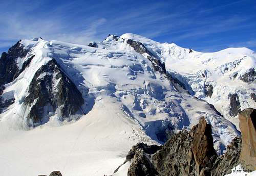 Mont Blanc du Tacul, Mont Maudit and Mont Blanc seen from Aiguille du Midi
