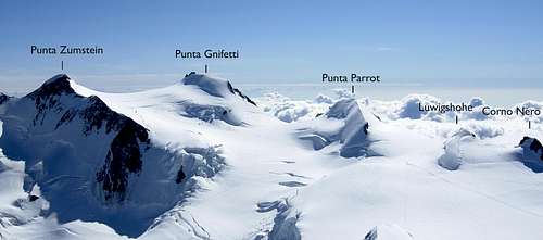 Monte Rosa summits annotated panorama