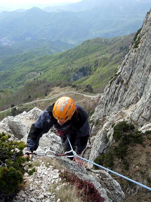 Climbing Spigolo Faccio, I Apostolo