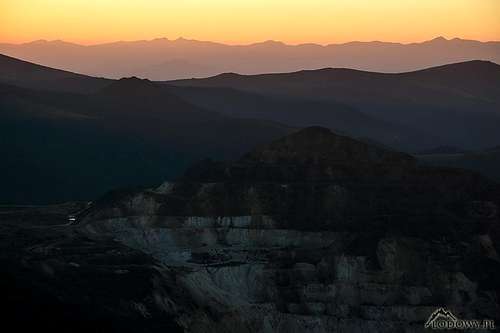 Rodnei mountains on sunset horizon