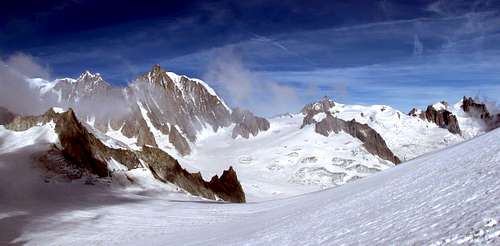Mont Maudit, Mont Blanc du Tacul and Aiguille du Midi