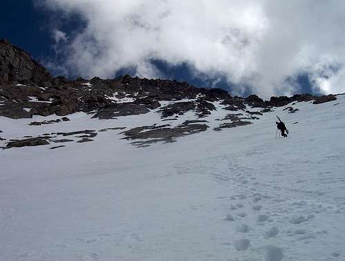 Climbing on the snowfield...