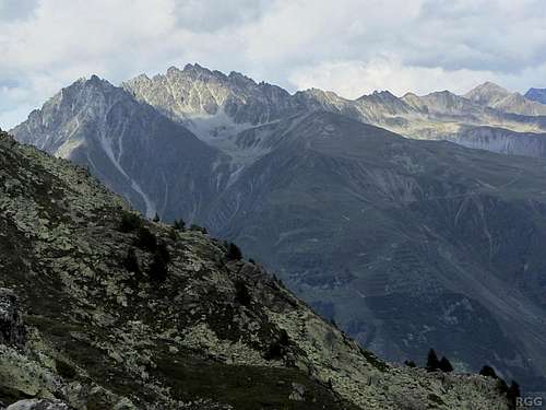 Plamorderspitze (2982m) seen from the slopes of the Elferspitz
