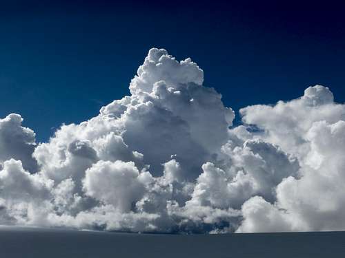Cumulus clouds building over the Nun Kun plateau