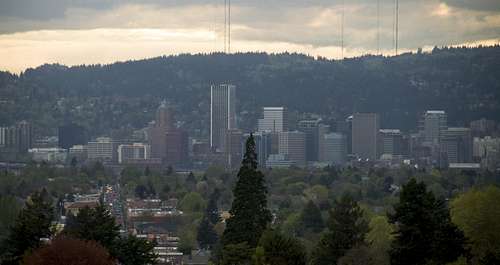 Downtown Portland from the summit of Mt. Tabor