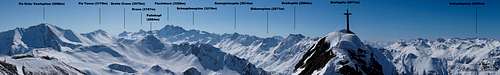 Labeled Panorama from Greitspitz Summit