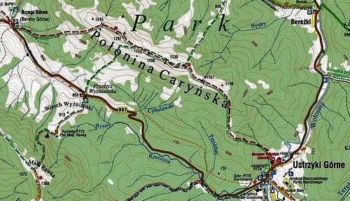 Mt.Polonina Carynska area map