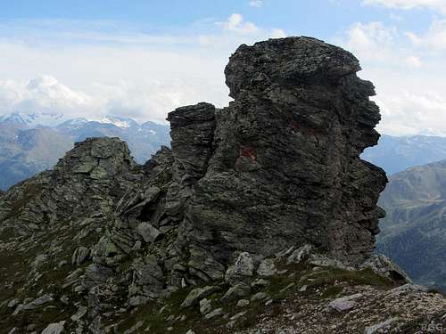 Rock formations close to the summit of Guardaskopf