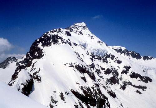 Mighty Monte Disgrazia seen from summit of Pizzo Cassandra