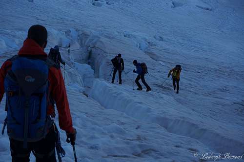 Crossing the Grenz Glacier