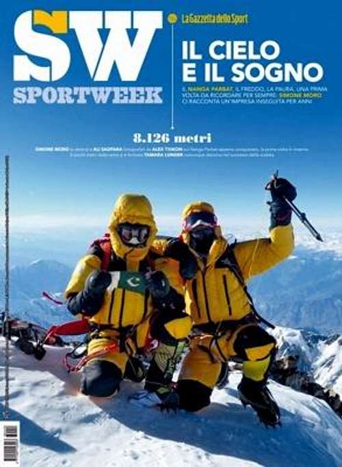 Simone Moro and Alì Sadpara after Nanga Parbat first winter ascent
