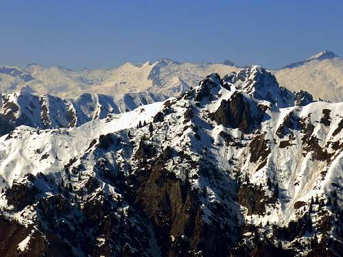 View of Alpi di Ledro  (ahead) and Adamello range (back) from Monte Misone