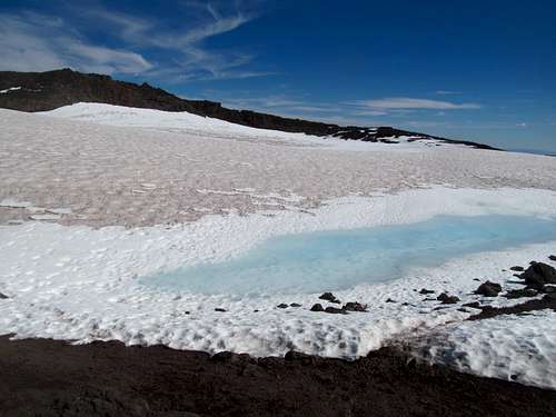 blue watery stuff on the summit crater