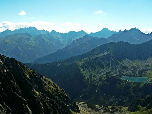 View from Skrajny Granat on a sunny summer day..