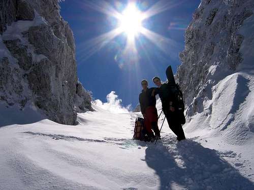 In the couloir on Rodica from...
