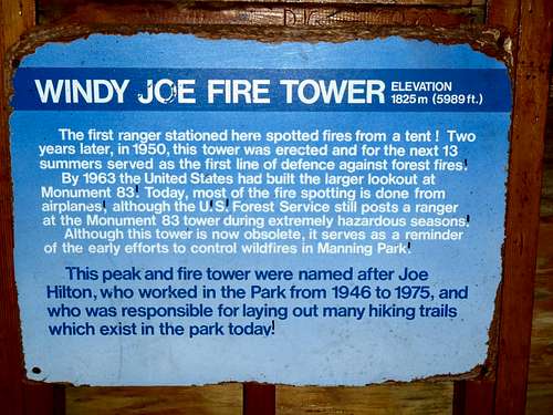 History of Windy Joe Lookout