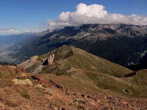 View down Munwartr (2621m) and beyond, towards the northern Ortler Group